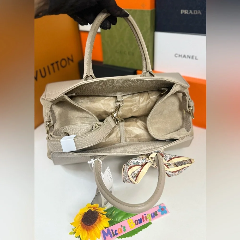 🆕Viral ANNA🇫🇷PAOLA Italian Lether/Suede Beige Satchel Cross bag